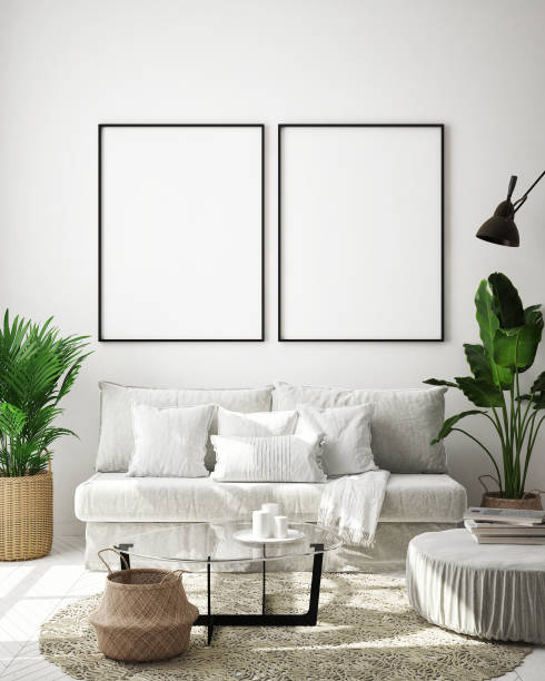 istock mock up poster frame in modern interior background, Scandinavian style, 3D render 1063716770