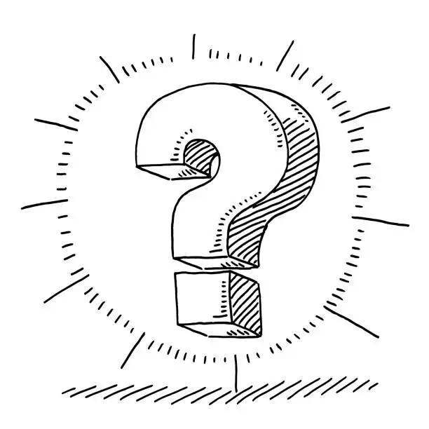Vector illustration of Question Mark Glow Symbol Drawing