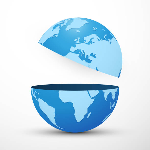 divided planet earth globe modern style divided planet earth globe halved stock illustrations
