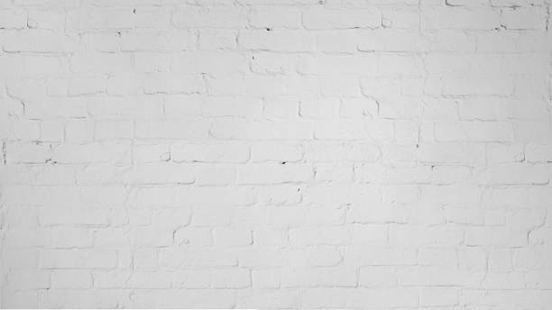 Vintage old white wash brick wall texture for design. Panoramic background for your text or image.