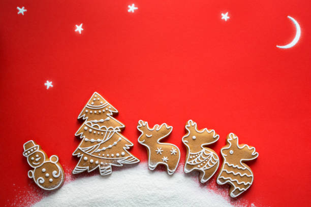 istock Christmas holidays ornament flat lay; Christmas card background 1063723528
