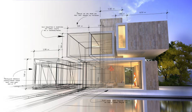 istock Design stages of luxury villa 1063723594
