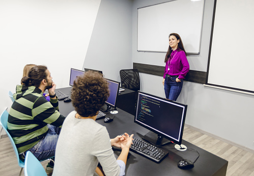 Programming Academy Image Young People In Programming School Stock Photo - Download Image Now ...