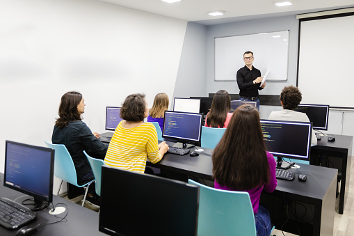 Programming Academy Image Young People In Programming School Stock Photo - Download Image Now ...