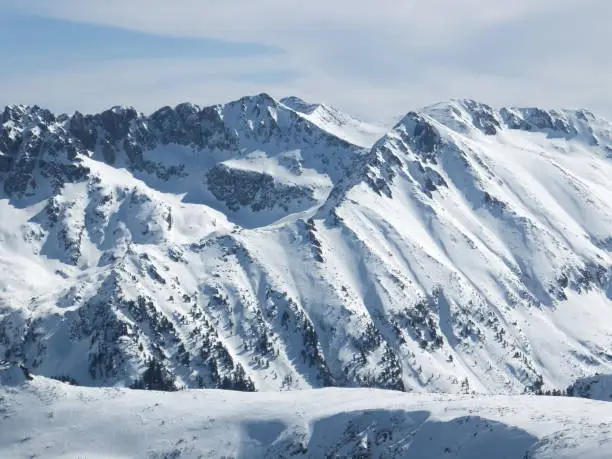 Amazing Winter Panorama from Todorka peak, Pirin Mountain, Bulgaria