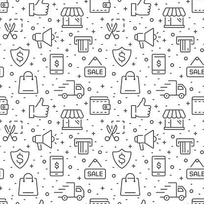 Shopping And Ecommerce Vector Seamless Pattern Vector Eps8 Format Stock ...