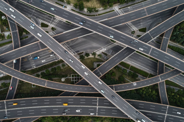 istock Aerial view of highway and overpass 1063731556