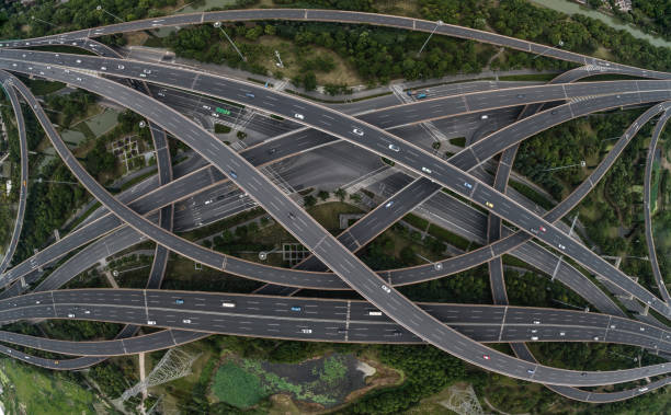 istock Aerial view of highway and overpass 1063731680