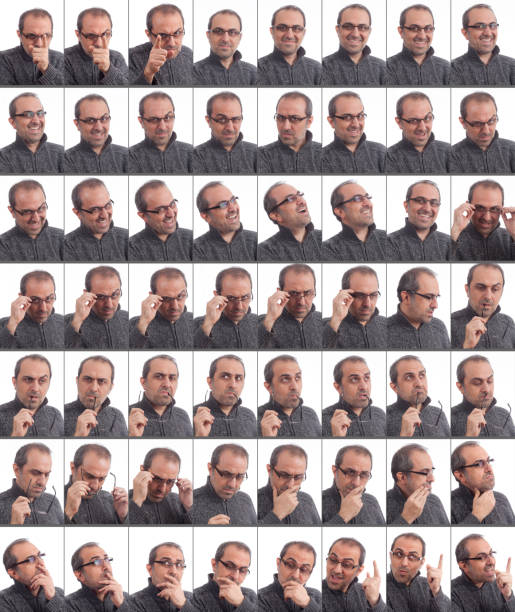 man making facial expressions - humor asking nerd men imagens e fotografias de stock