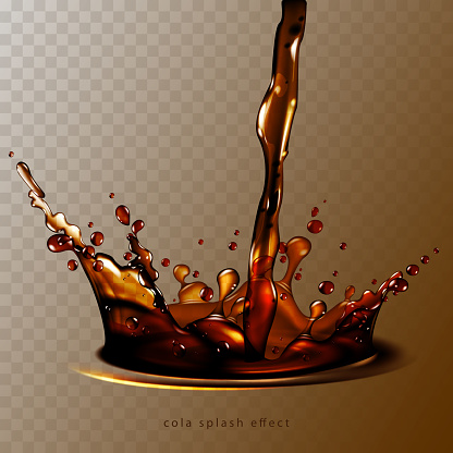 Cola splash effect. High detailed realistic illustration