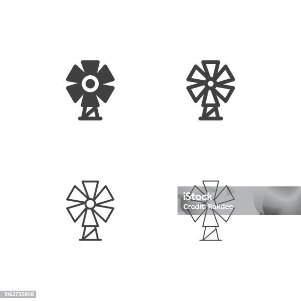 Windmill Icons Multi Series Stock Illustration - Download Image Now - Antique, Farm, Icon Symbol