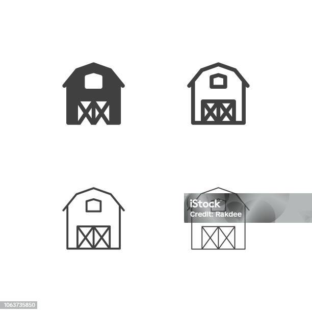 Farmhouse Icons Multi Series Stock Illustration - Download Image Now - Farmhouse, Icon Symbol, Shed