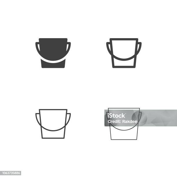 Bucket Icons Multi Series Stock Illustration - Download Image Now - Bucket, Icon Symbol, Outline