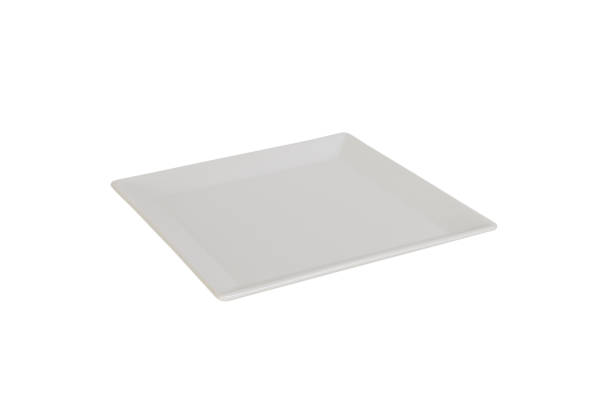 istock Side view of empty square white plate, isolated on white background, top view 1063736224