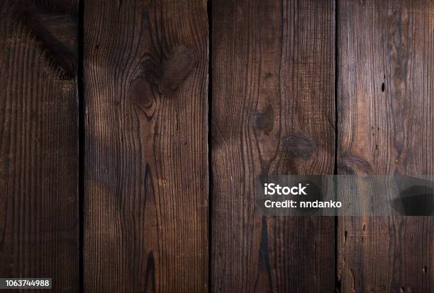 Brown Wooden Background From Old Boards Stock Photo - Download Image Now - Abstract, Antique, Backgrounds