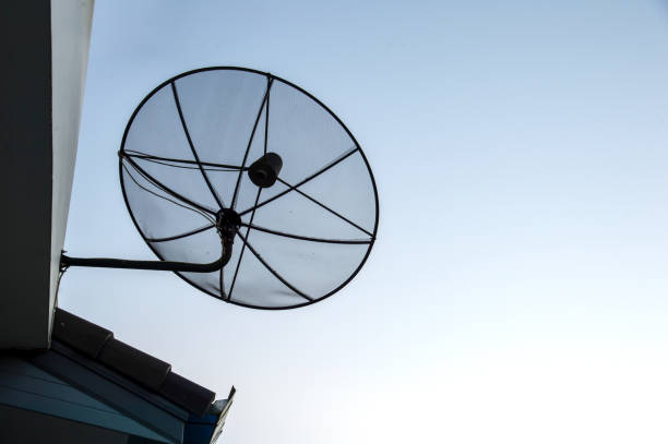 istock satellite dish with winter sky with soft-focus and over light in the background 1063747986