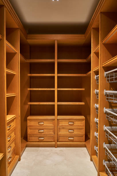 istock Luxury wardrobes in the dressing room in modern style 1063749122