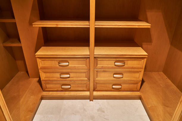 istock Luxury wardrobes in the dressing room in modern style 1063749256