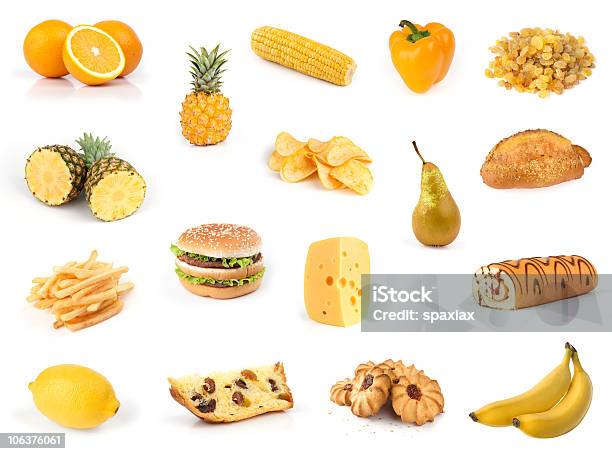 Ogni Zona Gialla Raccolta Di Cibo - Fotografie stock e altre immagini di Ananas - Ananas, Arancia, Banana - Frutto tropicale