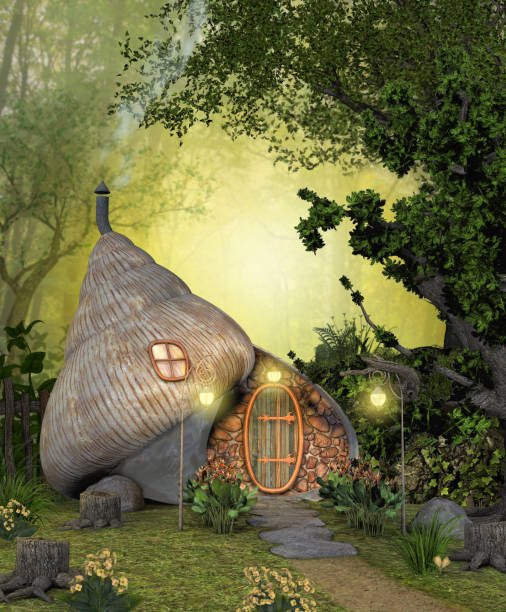 istock Enchanting magical fairy shell home in a deep forest 1063763512