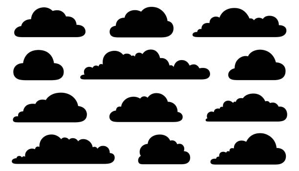 zestaw różnych chmur - white mid air rain wind stock illustrations