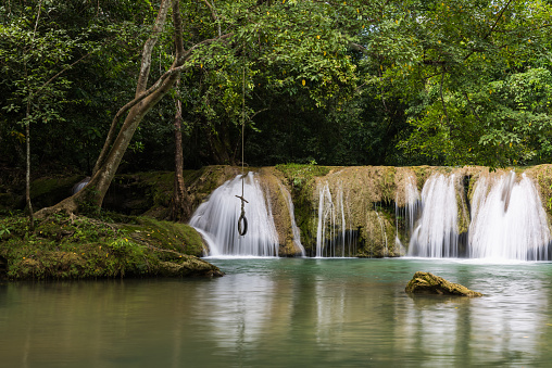 Nhan sawan waterfall with moss at Nakhon si thammarat province, Thailand.