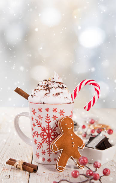 istock Christmas cup with hot chocolate and whipped cream. 1063769292