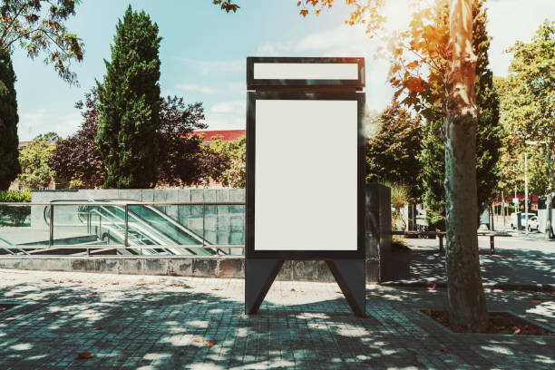 istock Empty white banner mock-up placeholder outdoors 1063769522