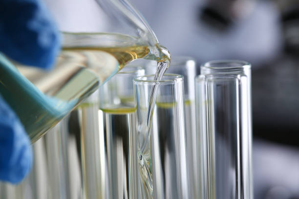 istock Yellow liquid spilled petrol additive innovative supply 1063777292
