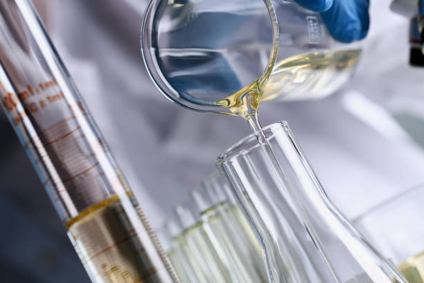 istock Yellow liquid spilled petrol additive innovative supply 1063777484