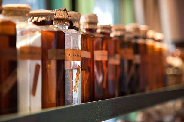 istock Old Glass Bottles with Potion and Medicines 106377936
