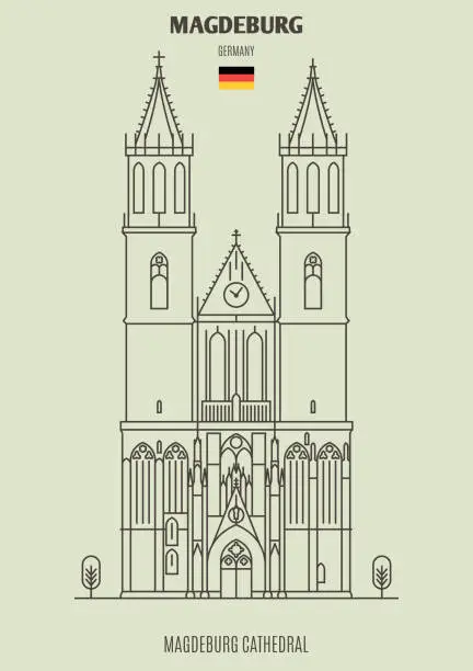 Vector illustration of Magdeburg Cathedral in Magdeburg, Germany. Landmark icon