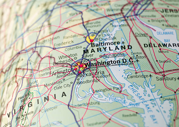 Map of Washington D.C. stock photo
