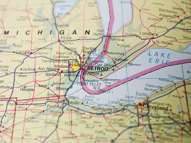 Map of Detroit  Michigan stock pictures, royalty-free photos & images