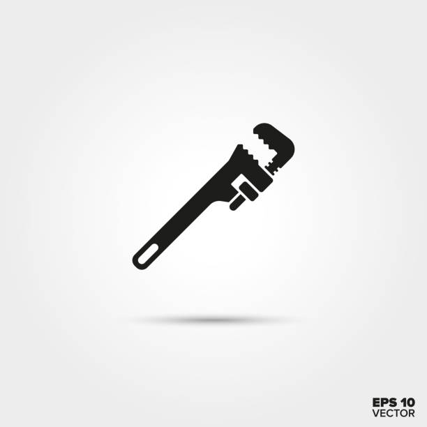 ikona wektora klucza regulowanego - adjustable wrench illustrations stock illustrations