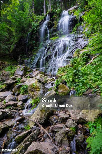 Germany Black Forest Destination Of Zweribach Waterfall In Protected Forest Nature Landscape Stock Photo - Download Image Now