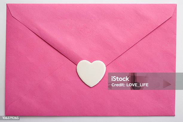 Pink Envelope And Heart Stock Photo - Download Image Now - Anniversary, Color Image, Communication