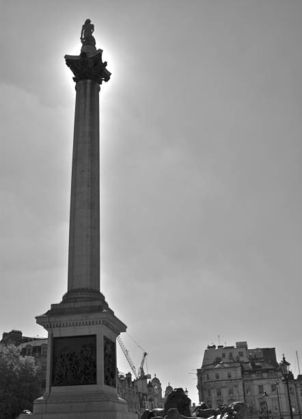 colonna di nelson trafalgar square - il monumento di nelson foto e immagini stock