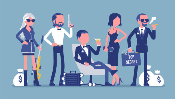 illustrations, cliparts, dessins animés et icônes de équipe du secret service - detective spy women fashion