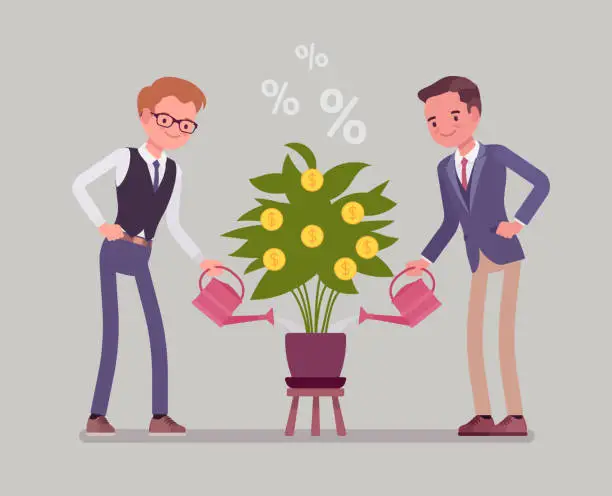 Vector illustration of Investment and profit grow