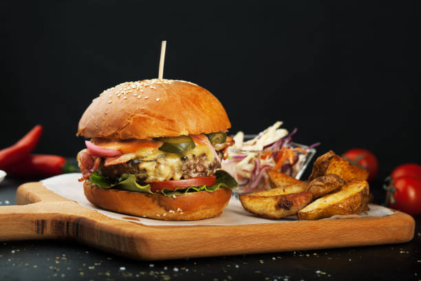 istock Delicious hamburger with juicy cutlet and cheese 1063796070