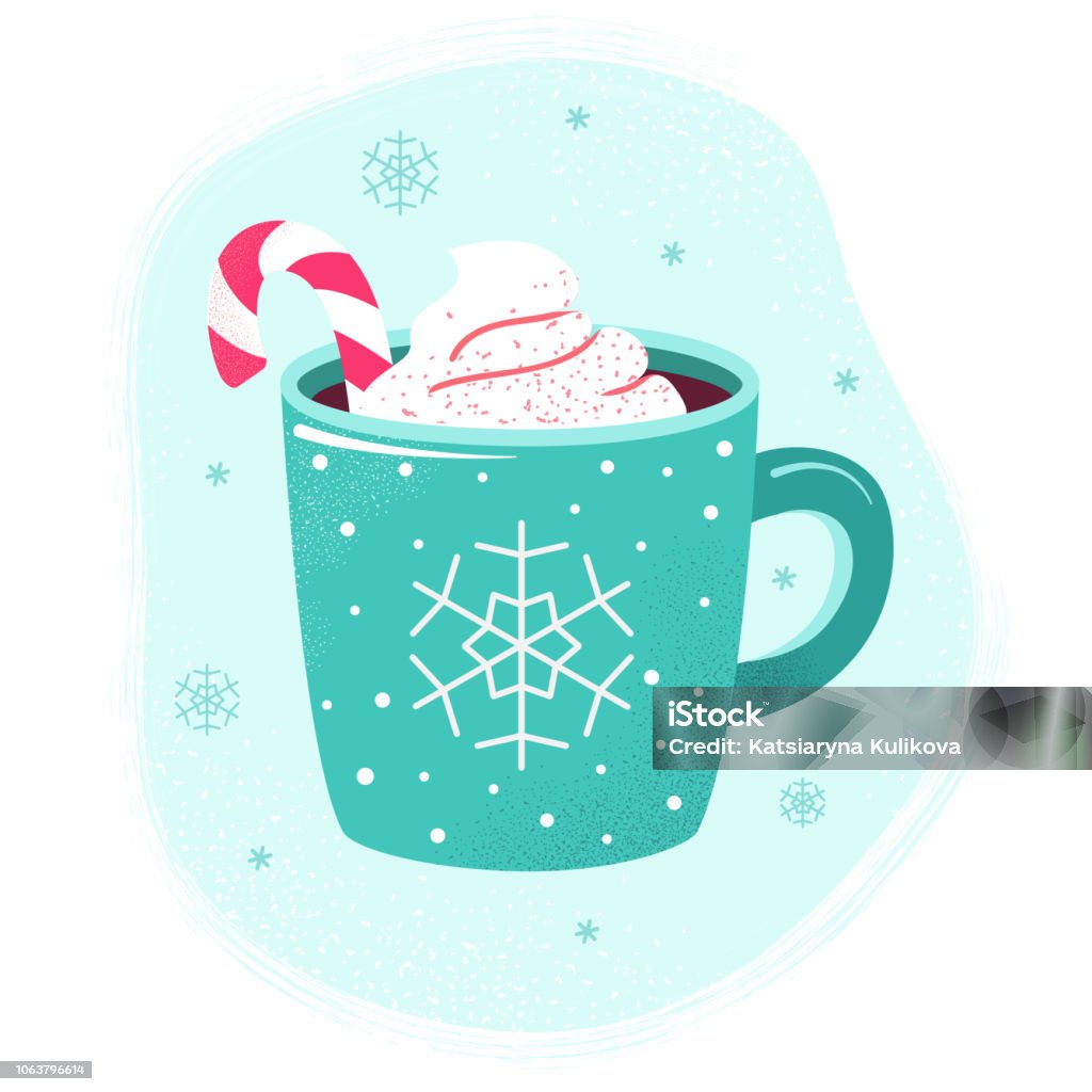 Winter warme drank cacao hete chocolade marshmallows cup - Royalty-free Warme chocolademelk vectorkunst