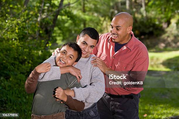 Portrait Of Hispanic Family With Two Boys Outdoors Stock Photo - Download Image Now - Parent, 10-11 Years, Child