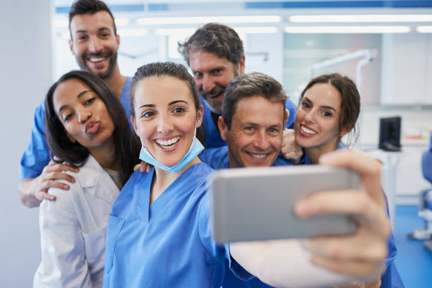 istock Healthcare workers selfie at work. 1063799664