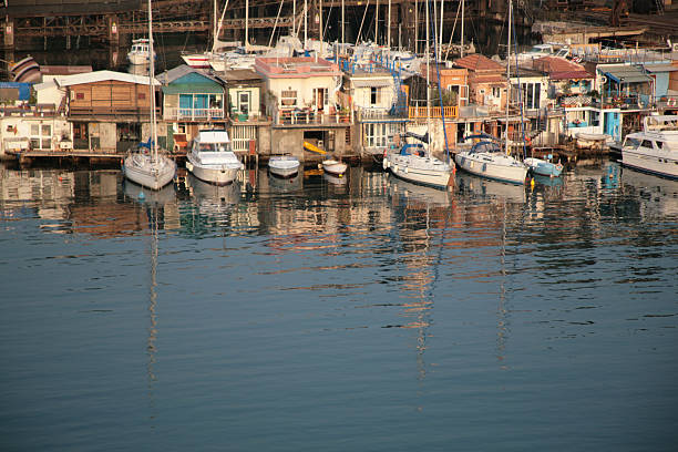 row of ships and buildings - view from the sea