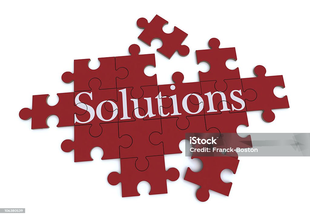 Soluciones rojo puzzle - Foto de stock de Ayuda libre de derechos