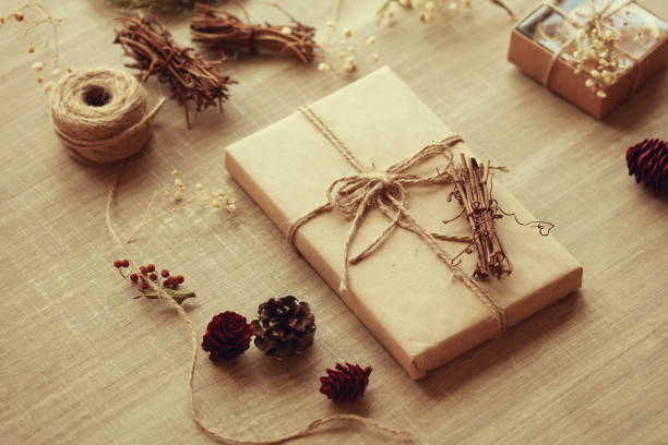 istock Gift box on a wooden background 1063813842