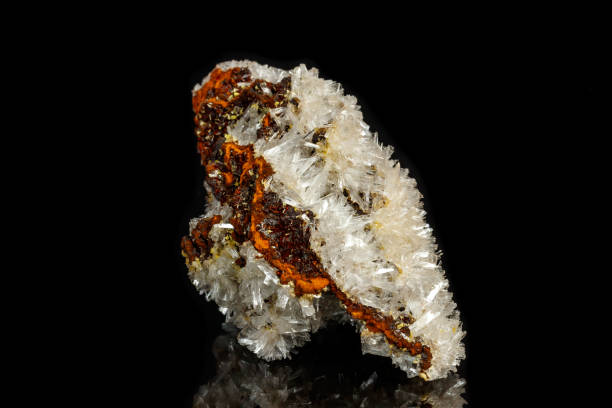 istock Macro mineral stone crystals Hemimorphite rock on a black background 1063814342