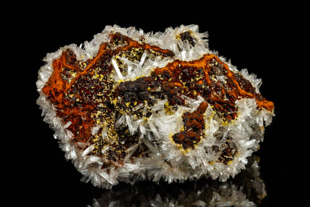 istock Macro mineral stone crystals Hemimorphite rock on a black background 1063814448