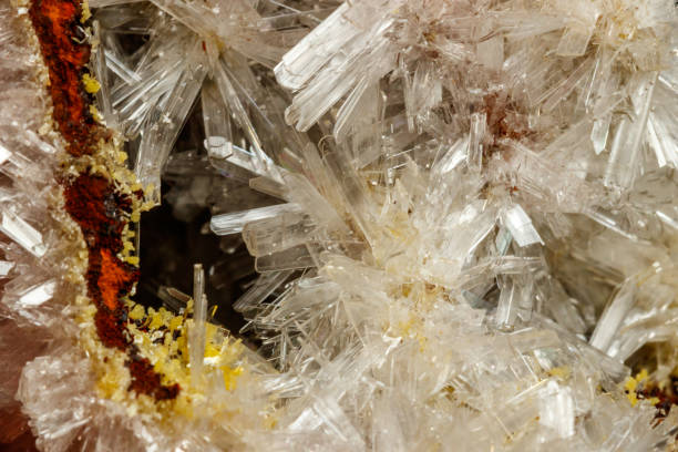 istock Macro mineral stone crystals Hemimorphite rock on a black background 1063814592